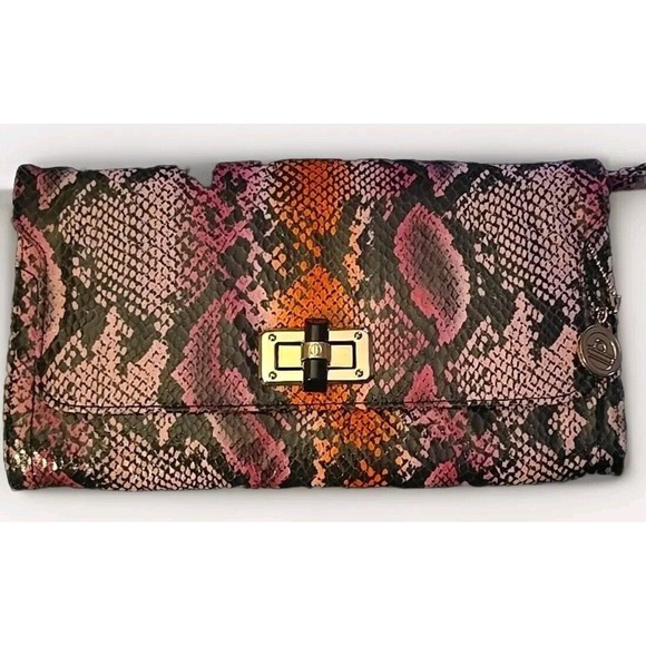 Big Buddha Handbags - Big Buddha Faux Snake Skin Clutch/Purse  Gold Pink Black Orange